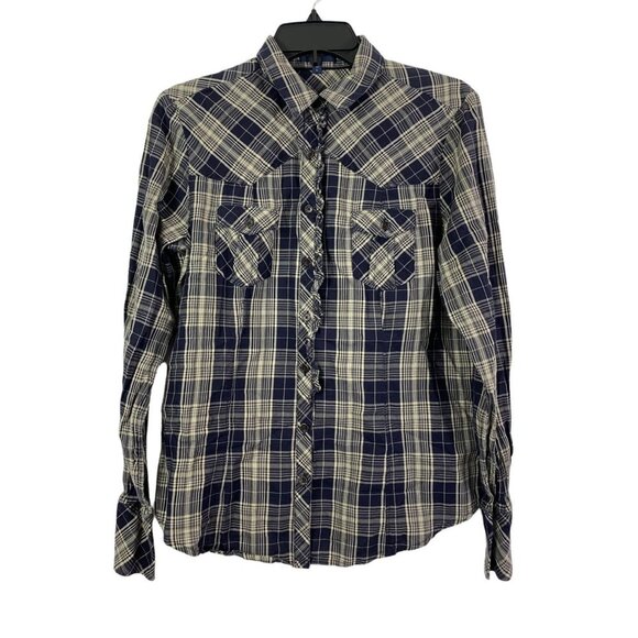 GAP Tops - Gap Women's Navy Blue & Tan Buttoned Down Top